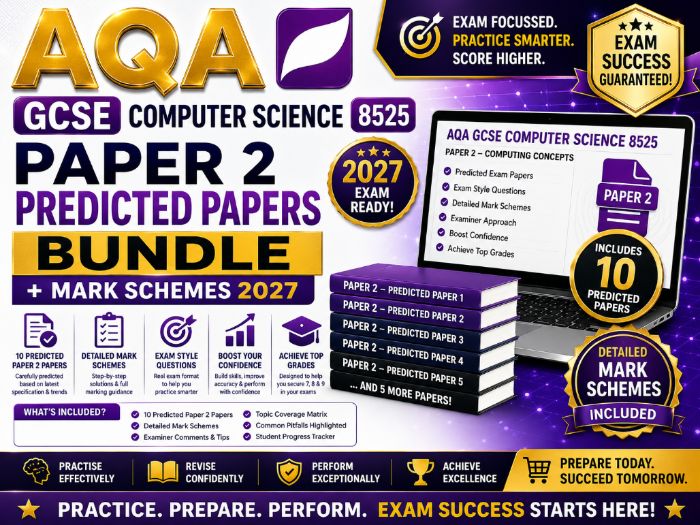 AQA GCSE Computer Science 8525 Paper 2 Predicted Papers Bundle + Mark Schemes 2027