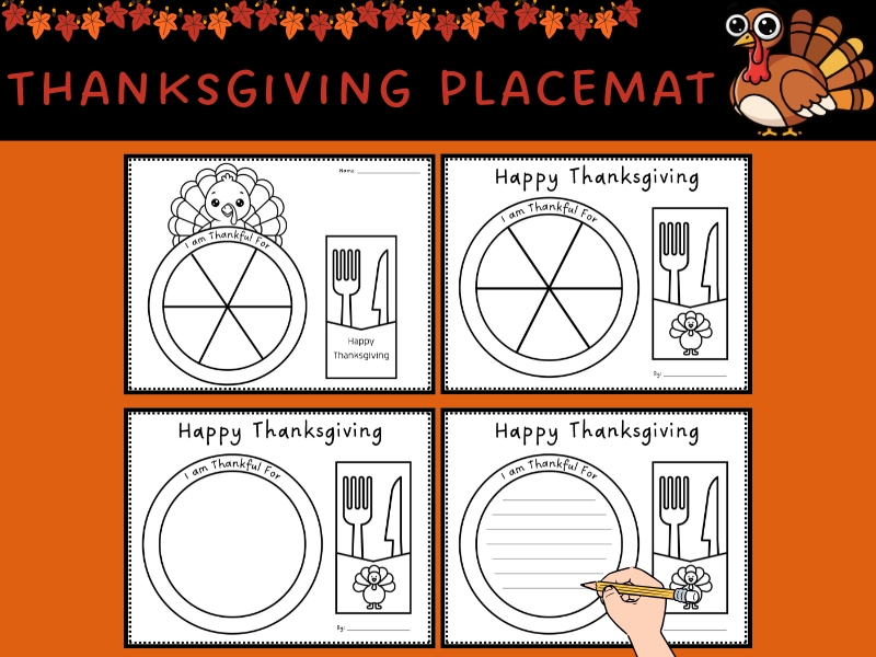 Thanksgiving Gratitude Plates & Writing Craft (K-5) - "I Am Thankful For" Activity