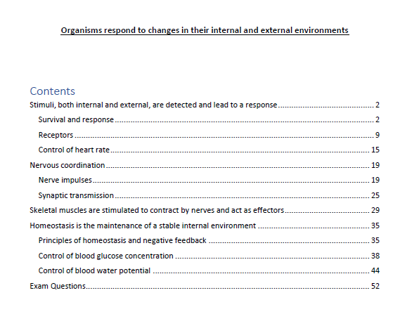 AQA A-Level Biology - Organisms Respond to Changes in Internal/External Environment Revision Notes