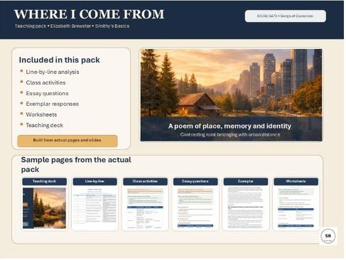 "Where I come from" - poem by Elizabeth Brewster - full teaching pack from Smithy's Basics