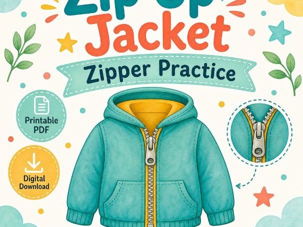 Zip Up Jacket | Zipper Practice | Printable PDF | Digital Download