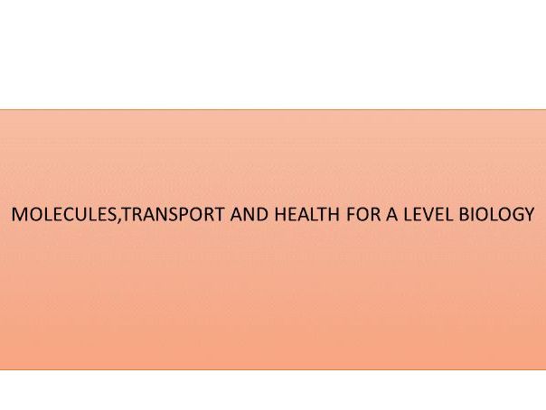 MOLECULES,TRANSPORT AND HEALTH FOR A LEVEL BIOLOGY