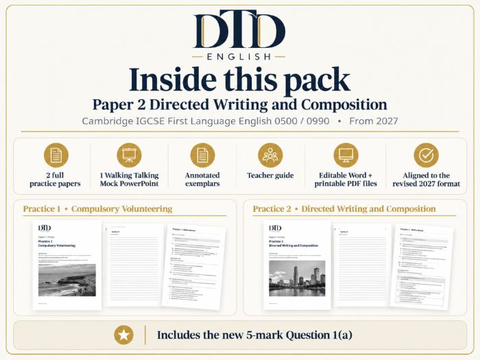 Cambridge IGCSE 0500 0990 - Paper 2 Writing 2027 onwards