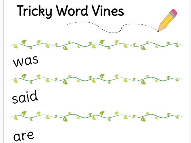 Tricky Word Vines EYFS forest plants theme