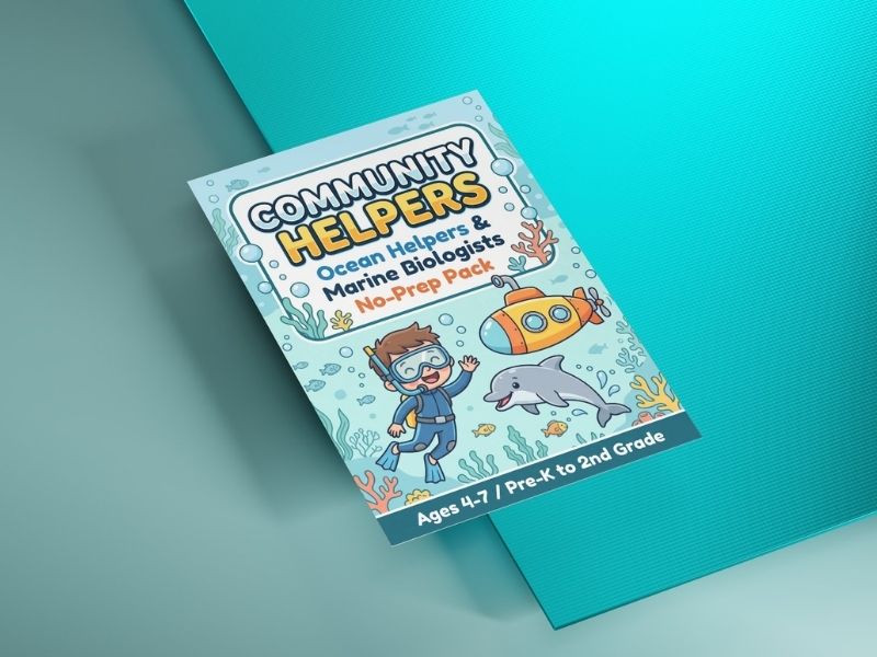 Ocean Helpers & Marine Biologists Activity Pack | Community Helpers Worksheets Ages 4-7