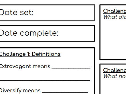 Expand Vocabulary Homework Sheets - Full Term