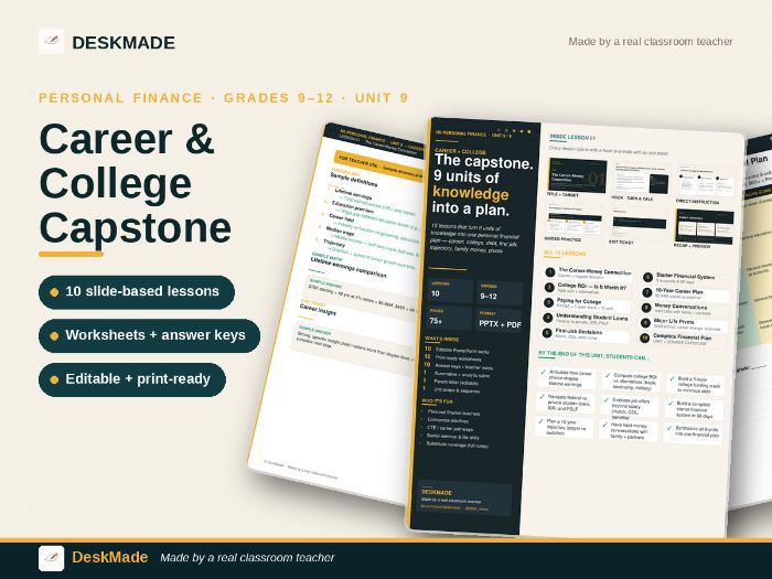 High School Career & College | Personal Finance Unit 9 | 10 Lessons