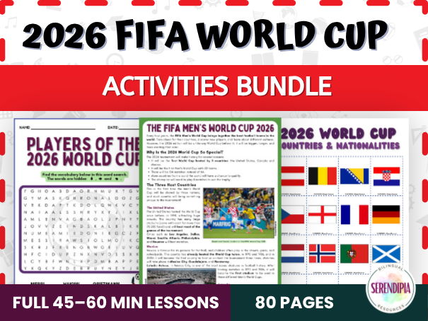 BUNDLE | 2026 Football World Cup Reading Comprehension Activities Games Worksheets