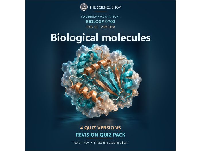 Biological molecules | Cambridge AS Biology 9700 | 4 Revision Quizzes