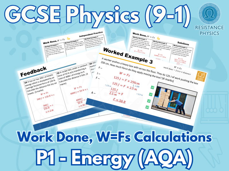 Work Done, W=Fs - Intensive Calculation Worksheet with Answers