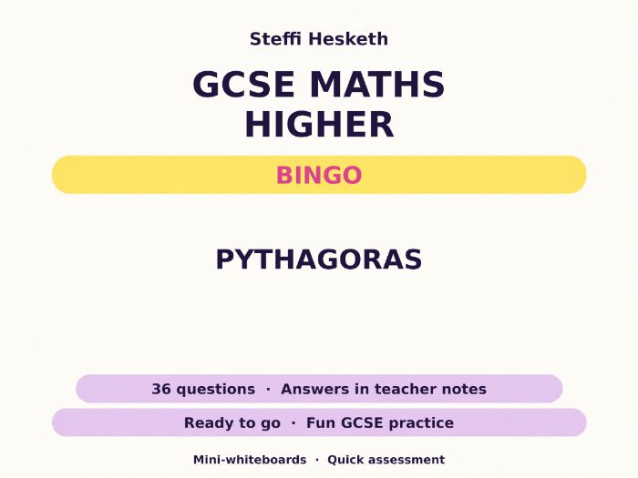 Pythagoras GCSE Maths Higher Bingo