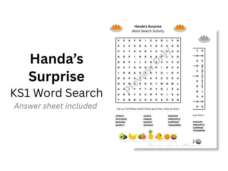 Handa's Surprise KS1 Word Search Activity