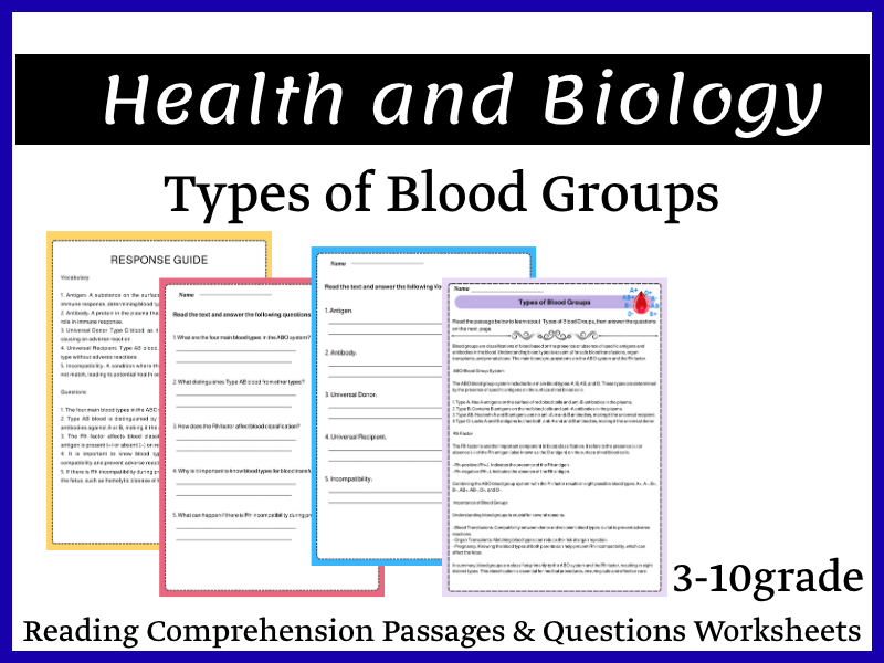 Types of Blood Groups: Reading Comprehension Worksheet