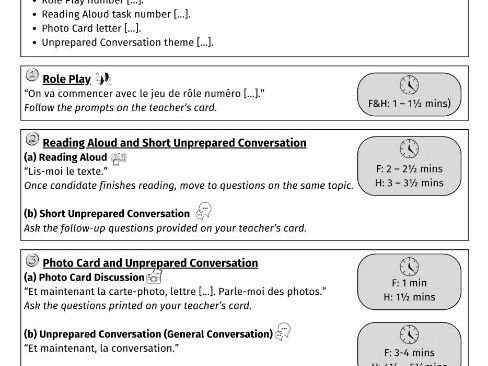 GCSE French/German AQA 8652 Teacher Script Oral