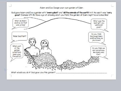 RE KS1/LKS2 Adam and Eve Worksheet with Comprehension Questions