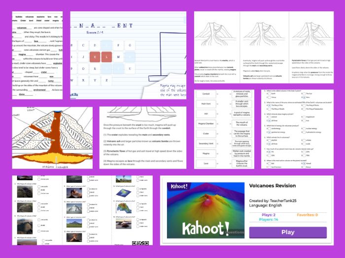 KS3/GCSE Geography - Volcanoes: Worksheets & Interactive Revision Activities