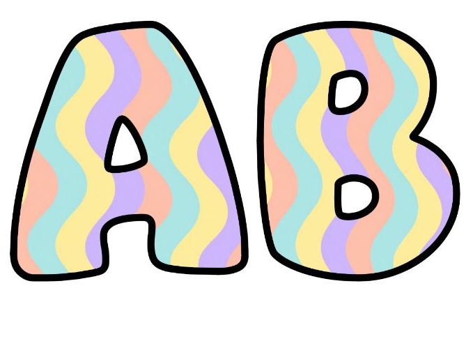 Pastel Wavy Verticals Bubble Letters | Striped Bulletin Board Letters | Classroom Display Pack