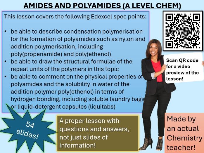 Amides and Polyamides | Nylon, Kevlar®, Polyethenol and Polyacrylamide (click for video preview)