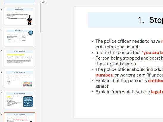 BTEC Law Unit 3 - Learning Aim E - Police Powers PowerPoint and Booklet. Pearson examiner author