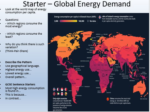 AQA GCSE Geography Energy Management Global energy supply and demand