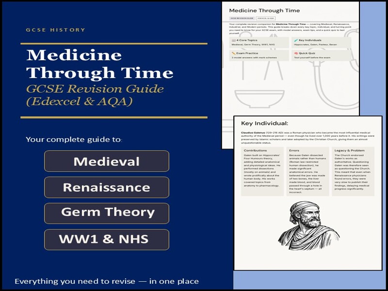 GCSE History Medicine Through Time Complete Revision Notes | AQA Edexcel | 34 Pages