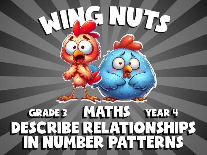 Describe Relationships in Number Patterns WING NUTS Maths Game | No-Prep Year 4 Review Activity