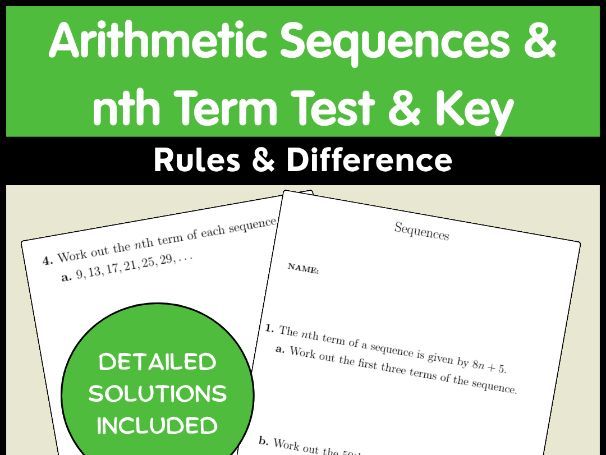 Arithmetic Sequences & nth Term Test & Key: Rules & Difference