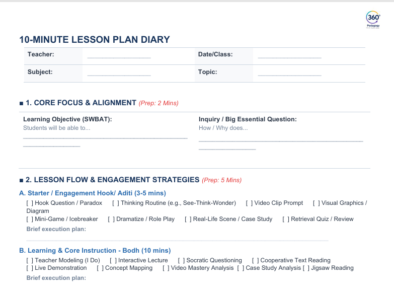 5 minutes Lesson Plan