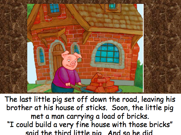 Three little pig story with pictures EYFS/ year 1