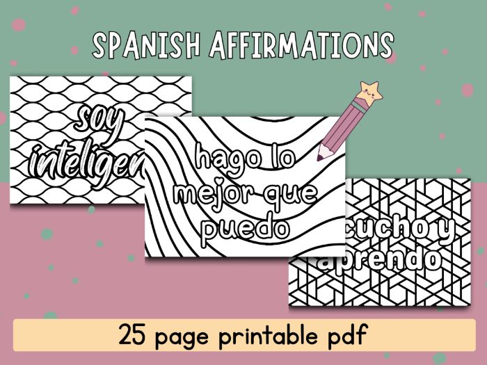Spanish Affirmations - 25 pages