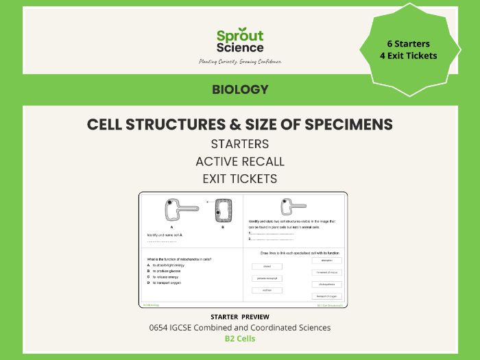 B2 Cells | Starter Activities & Exit Tickets | IGCSE Biology