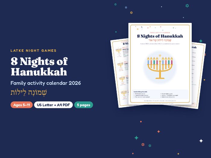 Hanukkah 2026 Calendar: 8 Nights of Kindness & Mitzvah Activities + Reusable Version