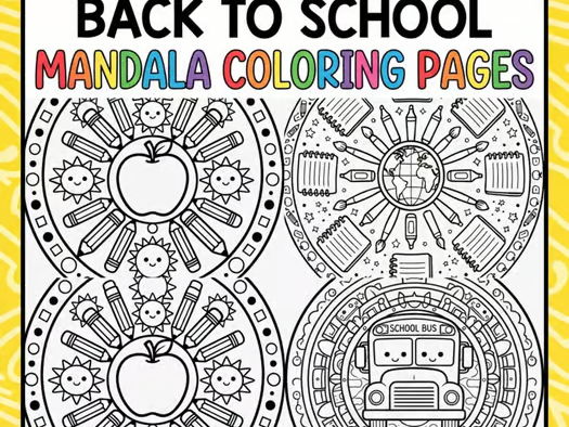 Back to School Mandala Coloring Pages – Relaxing First Day Activity & Calm Down
