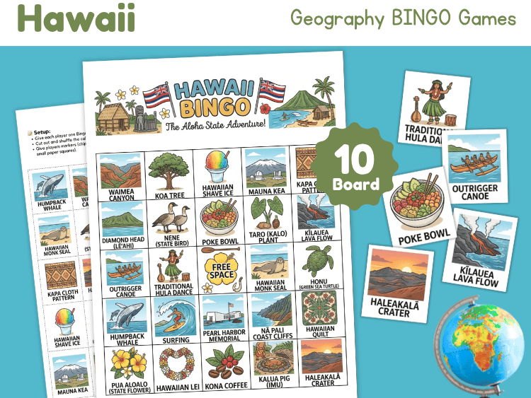 Hawaii Bingo Game | Geography, Culture & State Symbols