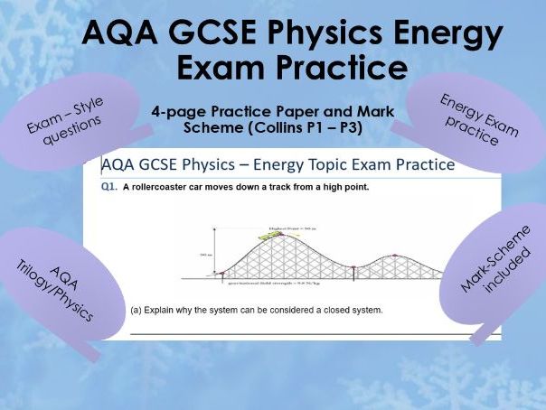 AQA GCSE Physics Energy Exam Practice – 4-Page Exam-Style Paper + Mark Scheme (Collins P1–P3)