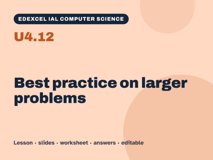 Edexcel IAL Computer Science – U4.12 Best practice on larger problems – Lesson & Worksheet