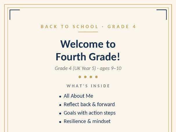 Fourth Grade - Back to School - First Week