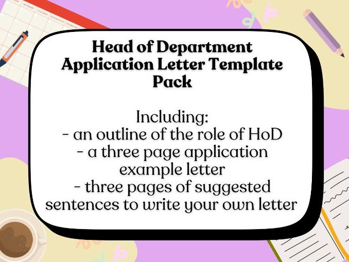 Head of Department Application Letter Writing Pack | Head of Curriculum Area | Supporting Statement
