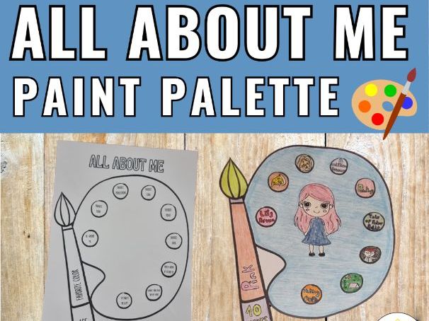 All About Me Palette Printable - First Day of School Worksheet - Get to Know You