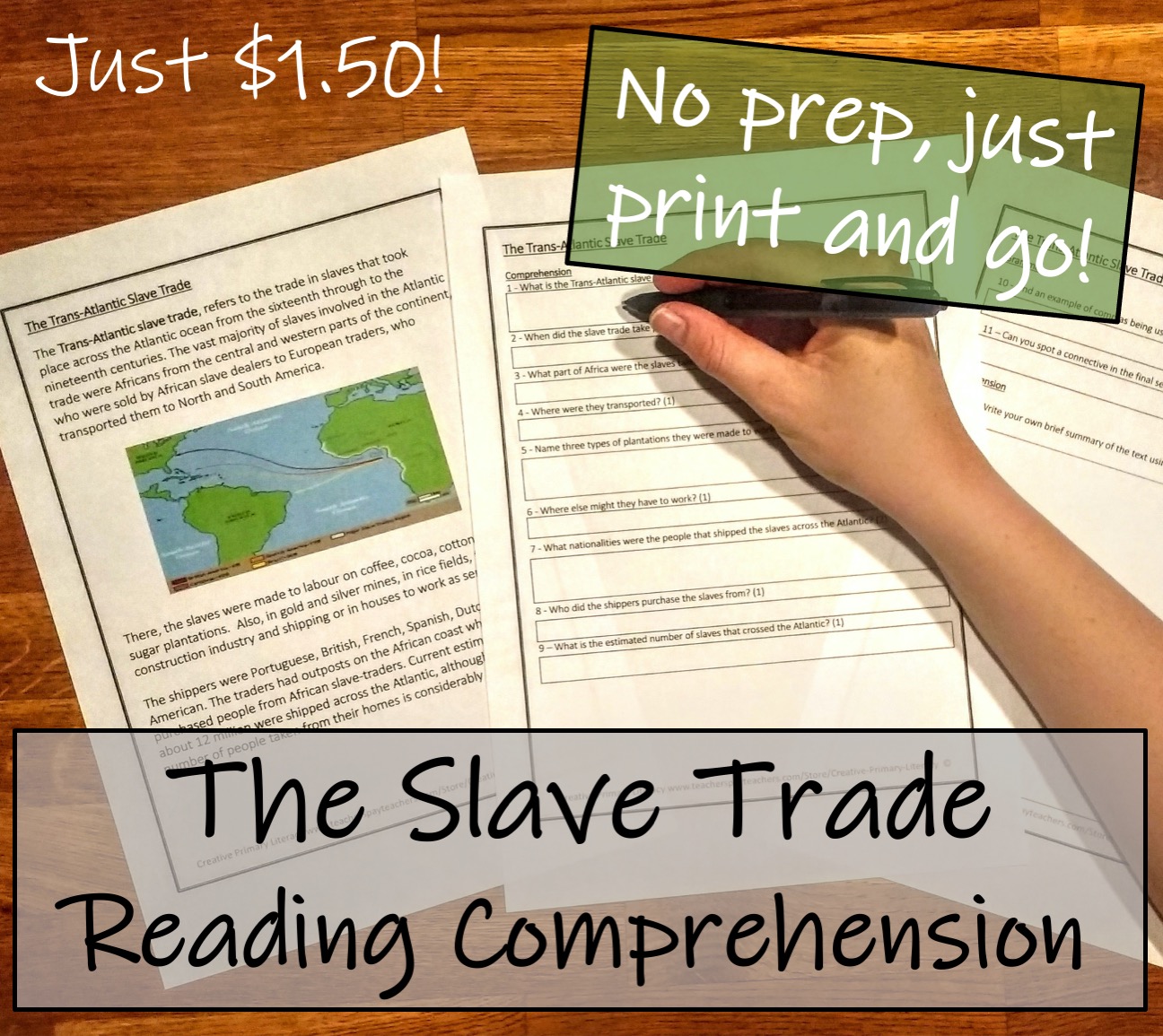 UKS2 History - The Slave Trade Reading Comprehension Activity