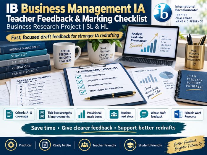 IB DP Business Management IA Teacher Feedback & Marking Checklist