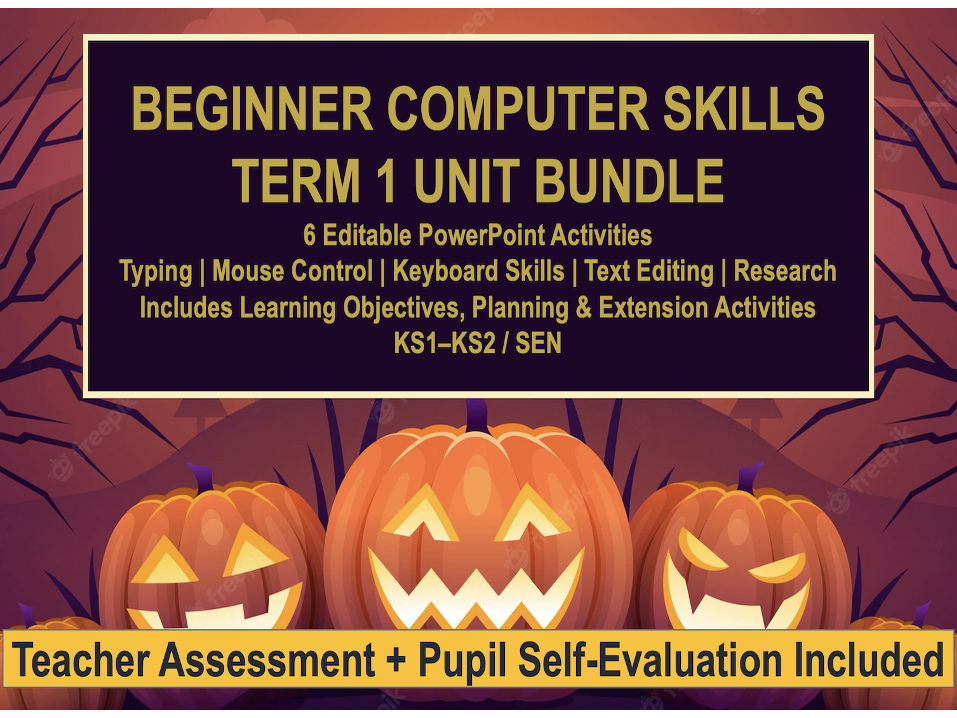 Beginner Computer Skills Term 1 Bundle | Planning + 6 Activities | KS1–KS2 / SEN