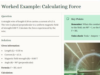 iGCSE Physics - 4.5.4 Forces on a current carrying conductor SUPPLEMENT