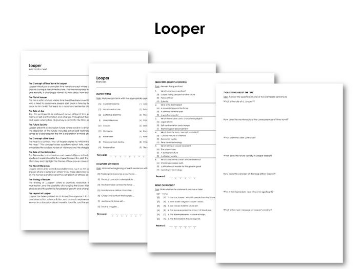 The Movie "Looper" Teaching Resources