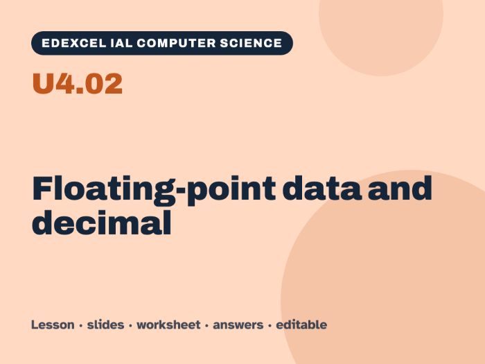 Edexcel IAL Computer Science – U4.02 Floating-point data and decimal – Lesson & Worksheet