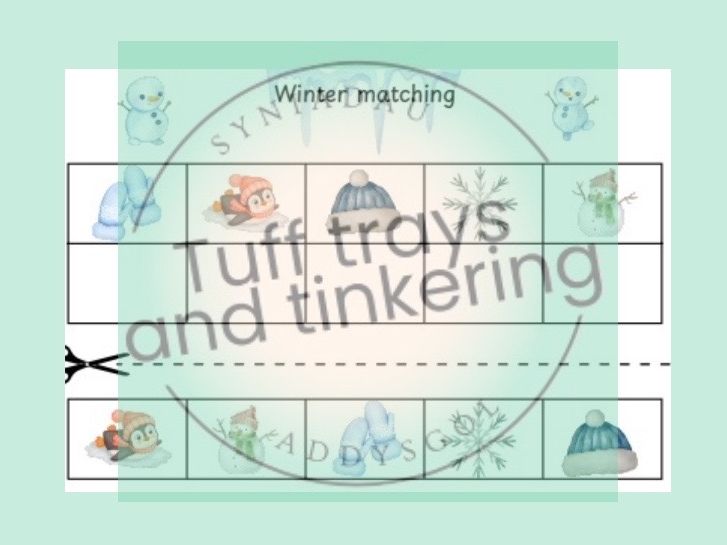 matching winter pairs nursery eyfs cut and stick activity foundation phase enhanced provision