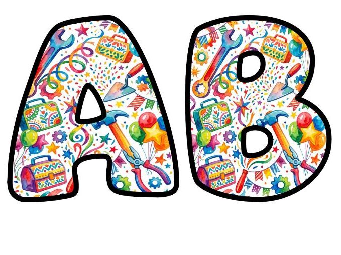 Tools and Building Bubble Letters | Art and Music Bulletin Board Letters | Classroom Display Pack