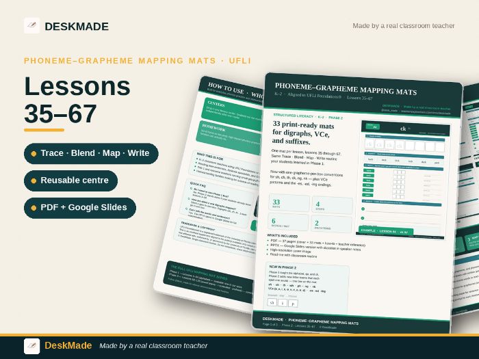 UFLI Foundations Mapping Mats | Lessons 35–67 | Digraphs + VCe