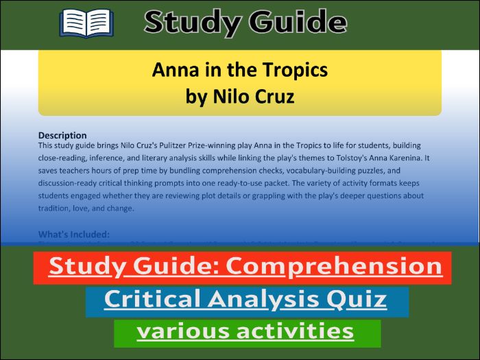 Anna in the Tropics, study guide & Activities