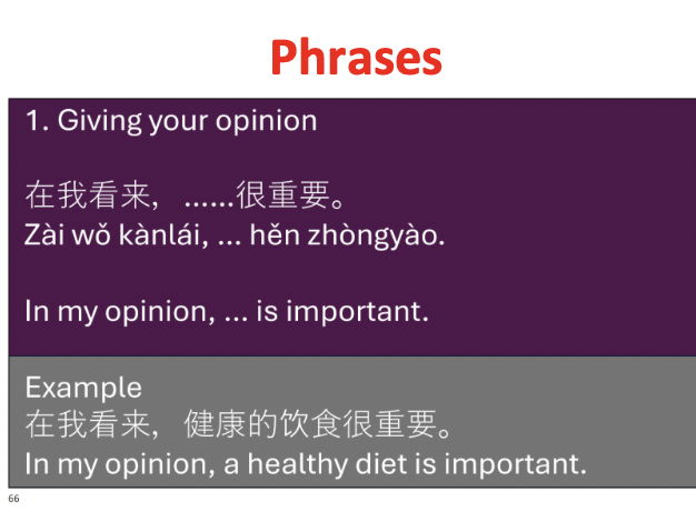 IGCSE Chinese/Mandarin Key Phrases and Model Sentences